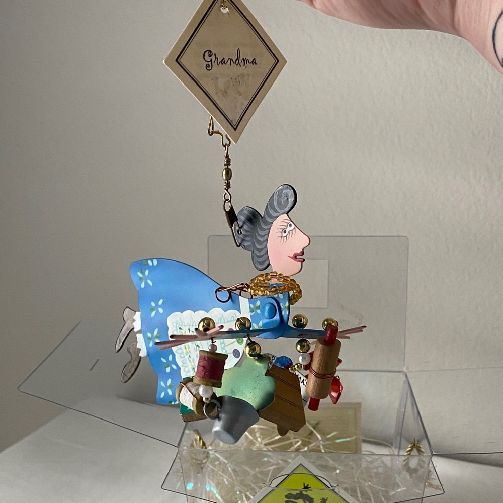 Silvestri Vintage Karen Rossi Fanciful Flights Grandma Metal Ornament
